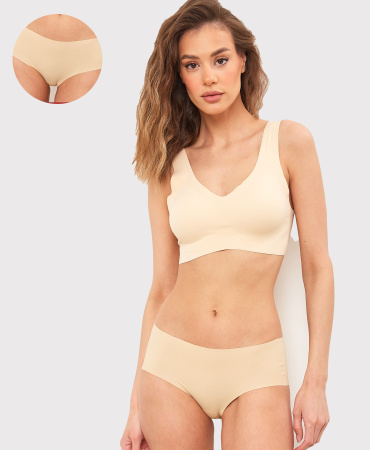 Трусы женские шорты Cherry Girl PS003 нейлон, эластан бежевый размеры S, M, L, XL