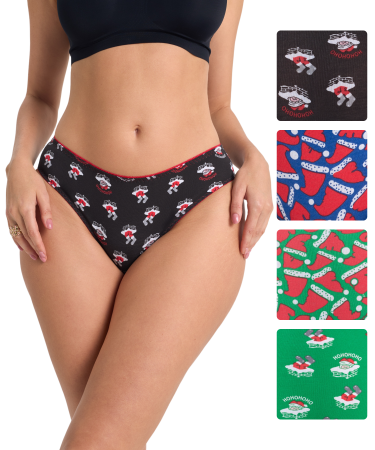 Трусы женские слипы Cherry Girl 61524 хлопок, эластан новогодний принт размеры S, M, L, XL