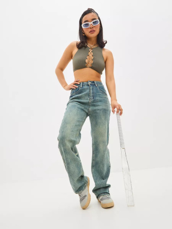 Джинсы женские Vanessa 24032 широкие голубой размеры 25, 26, 27, 28, 29, 30, 31, 32