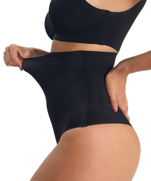 Стринги женские утягивающие с высокой талией Vanessa PQ070 полиамид, эластан черный размеры M, L, XL, 2XL