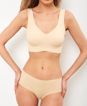 Трусы женские шорты Cherry Girl PS003 нейлон, эластан бежевый размеры S, M, L, XL